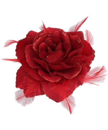 Red Rose Hair Clip Large Rose Fascinator Flower Hair Clip Red Hair Accessories Clips Elastic Wedding Hair Flower 1pc