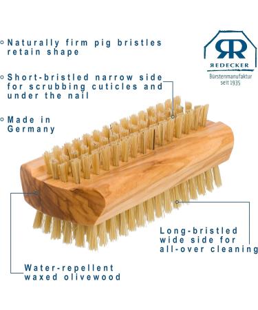 Redecker Olive Wood Nail Brush - Eco-Friendly & Durable | Ideal for Nail Care | 1 St - Buy Online on GoSupps.com