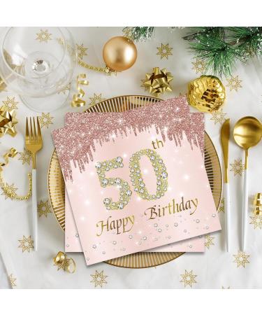 40 Pieces Pink Napkins for 50th Birthday Party - 33x33cm Paper Napkins for Men Women & Girls - Perfect Party Decoration - Buy Online on GoSupps.com
