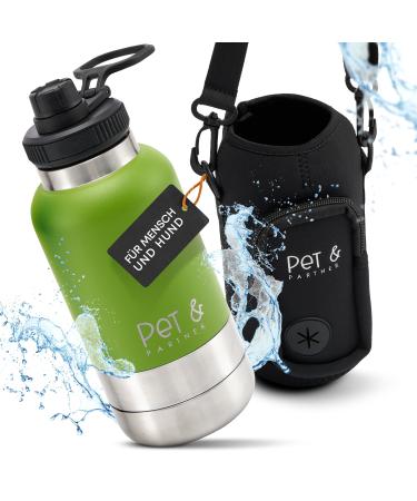 PET & partner drinking bottle stainless steel |Incl. 2x dog bowl for on the go