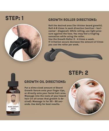 Crafted Beard Growth Kit for a Thicker Fuller Beard - Beard Growth Oil, Roller, Vitamins - 1 Month Kit - Buy Online on GoSupps.com