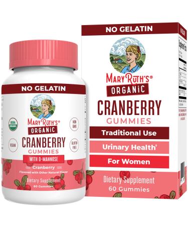 MaryRuth Organics Organic Cranberry Gummies - 500mg Supplement | Urinary Tract Health for Women | with D Mannose | Traditional Use | USDA Organic | Vegan | Non GMO | 30 Servings 60 Count (Pack of 1)