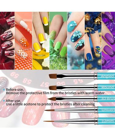 5pcs Nail Art Brushes with Cap - Nail Polish Clean Up Brush Set for Gel Nails - Metal Handle Design for Nail Art and Paintings - Buy Online on GoSupps.com