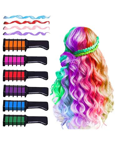 MSDADA Hair Chalk-New Hair Chalk Comb Temporary Bright Washable Hair Color Dye for Girls Kids with Hair Extensions Clips-Christmas Birthday Easter Halloween Gifts for Girls Age 6-8-10-12