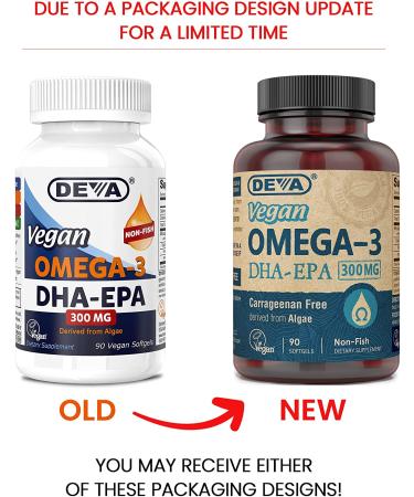 Deva Vegan Omega-3 DHA EPA 300mg | 90 Vegan Softgels for Heart Health - Buy Online on GoSupps.com