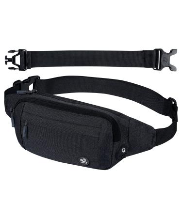 WATERFLY Fanny Pack Waist Bag: Runner Small Hip Pouch Bum Bag Running Fannie Pack Phanny Fannypack Waistpack Bumbag Beltbag Sport Slim Fashionable for Jogging Hiking Woman Man Black
