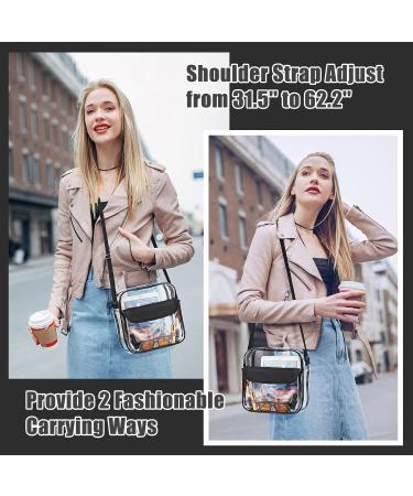 Moko Station Approved Clear Crossbody Bag | Transparent Adjustable Shoulder Bag for Sports Games & Concerts - Black 25.5x10.5x5 cm - Buy Online on GoSupps.com
