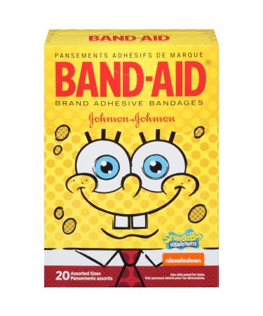Band-Aid Adhesive Bandages SpongeBob SquarePants Assorted Sizes 20 ct