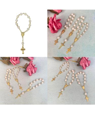 OralGos Rosary Bracelet with Cross - Acrylic Rosary Beads | Perfect Baptism Gift for First Communion & Baby Shower - Buy Online on GoSupps.com