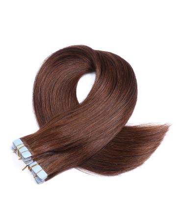 Tape In Hair Extensions #4 Chocolate Brown - 40cm Remy Human Hair - 100% Real Hair with Adhesive Tape - Novon Hair Extensions - Buy Online on GoSupps.com