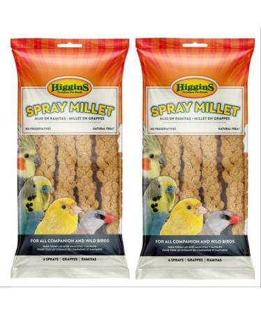 Higgins 2 Pack 6 Count Millet Spray Birds 2 Bags Total, Fun Tasty Bird Treats Bird Snacks