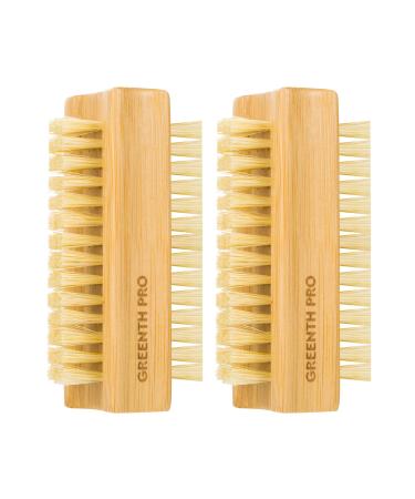 GREENTH PRO Bamboo Nail Brush,2PCS Two-side Firm Nature Wooden Sisal Scrub Brush for Toes and Nails,Cleaning Nail Brush