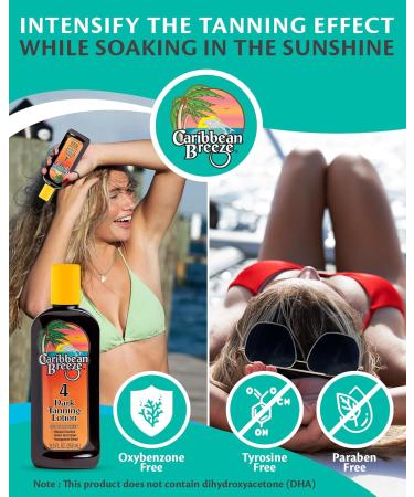 Caribbean Breeze Dark Tanning Lotion SPF 4 - Outdoor Sun Accelerator with Mango Lime Fragrance & Antioxidants | 8.5 oz - Buy Online on GoSupps.com