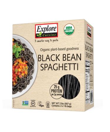 EXPLORE CUISINE Organic Black Bean Spaghetti (2 Pack) - 8 oz - High Protein, Gluten Free Pasta, Easy to Make - USDA Certified Organic, Vegan, Kosher, Non GMO - 8 Total Servings 2 Pound (Pack of 1)