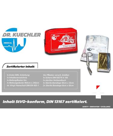 Dr. Kuechler First Aid Kit for Motorcycle Quad Vespa & Bicycle - Compact Bandage Pocket & Mini Emergency Set - Buy Online on GoSupps.com