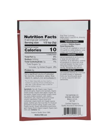 Organic Watkins Italian Salad Dressing Mix 0.85 oz (12-Pack) - Authentic Flavor in Convenient Packets - Buy Online on GoSupps.com
