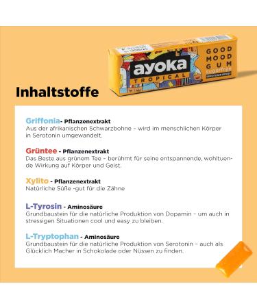 Ayoka Good Mood Gum Tropical - Vegan Chewing Gum for Mood Enhancement - Long-Lasting Taste - 30 Sticks - Viennese Startup - Buy Online on GoSupps.com