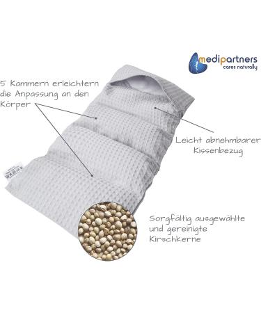 Medi Partners Cherry Core Pillow 60x20cm - 100% Cotton Waffle 5 Chambers Eco-Friendly Heat & Cold Therapy Removable Cover - Gray - Buy Online on GoSupps.com