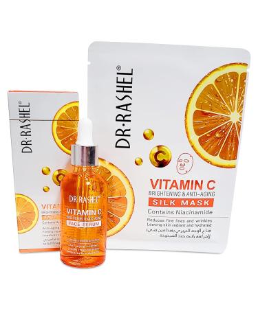 Vitamin C Face Serum with Hyaluronic Acid - Anti-Aging Formula + Free Niacinamide Silk & Collagen Lip Masks - 1.69 oz - Buy Online on GoSupps.com
