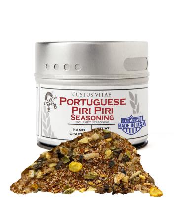 Portuguese Piri Piri Fire Seasoning | All Natural | Non GMO | 1.8 oz (51 g) | Gourmet Spice Mix | Small Batch | Artisanal Rub | Seasoning Pack | Magnetic Tin | Gustus Vitae | #790