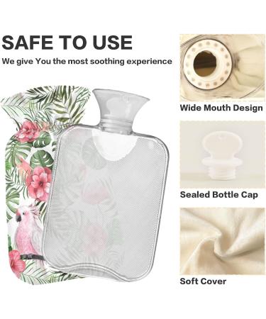 NAANLE 2L Heat Bottle with Palm Leaf Flamingo Cover | Hot Water Bottle for Menstrual Cramps & Pain Relief | Heat & Cold Therapy Solution - Buy Online on GoSupps.com