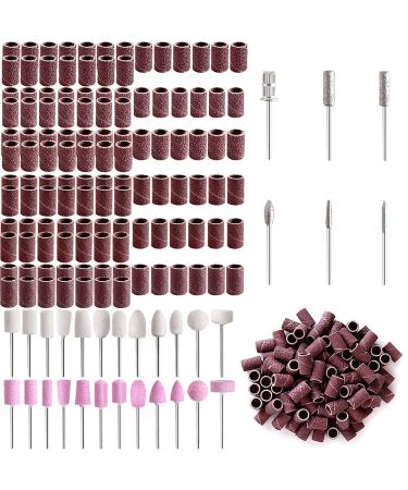 SIQUK 150 Pieces Sanding Bands Nail Drill Bits Set with Wool Polishing Grinding Pads for Portable Electric Nail Drill