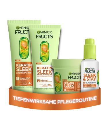 Garnier Garnier Fructis Keratin Sleek Hair Care Kit for dry and frizzy hair with 200ml shampoo and 20ml conditioner