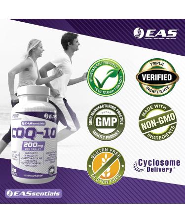 EAS Experimental and Applied Sciences COQ-10 200mg | Antioxidant Supporting Heart Health & Energy Production | Gluten Free, Non GMO | Better Absorption with Cyclosome Delivery | 120 Tablets - Buy Online on GoSupps.com