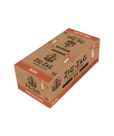 Zig-Zag - Unbleached Paper and Unbleached Tips COMBO 50 Papers and Tips in each pack Carton 24 units Size 1 1/4 100% Natural Gum Arabic No Bleach Authentic Made in France Qualit Sup rieure Since 1879