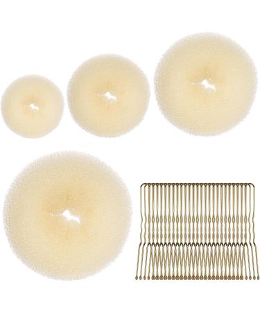 URAQT Hair Donut Bun Maker Set 4 Pcs with 30 Hair Pins - Blonde Chignon Doughnut Bun Kit for Girls, Women - Beige (4 Sizes) - Buy Online on GoSupps.com
