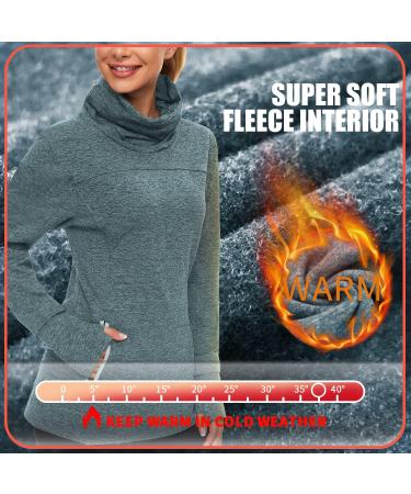 Soneven Women's Running Fleece Sweatshirt Cowl Neck Pullover with Thumb Holes and Neck Gaiter - Teal (Large) - Buy Online on GoSupps.com