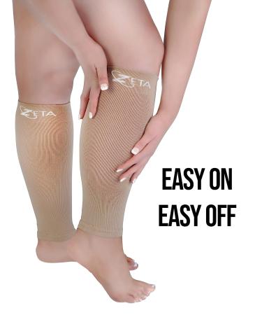 Zeta Plus Size Short Length Leg Sleeve Support Socks - Wide Calf Compression Sleeve for Women - 2XL Nude - Buy Online on GoSupps.com
