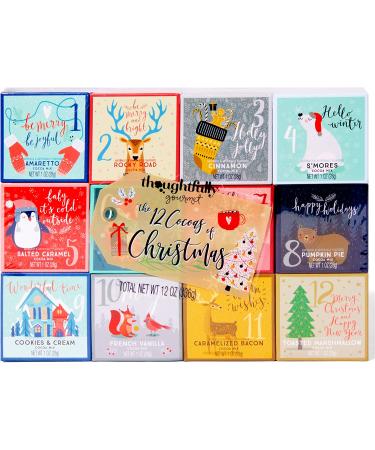 Thoughtfully Gourmet 12 Days of Christmas Hot Chocolate Gift Set - Festive Flavors Include Rocky Road, Cookies and Cream, Pumpkin Pie - Set of 12 - Buy Online on GoSupps.com