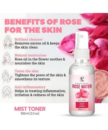 Novel Prime Organic Rose Water for Face (100ml) Refreshing Rose Water Spray for Hair Cleansing and Face Soothing| Pure Hydrating Face Toner Mist for All Skin Types (Pack of 1) - Buy Online on GoSupps.com