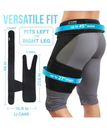 JJ CARE Hip Brace - Ortho Wrap for Sciatica | Stretchable Support & Thigh/Hamstring Braces | Fits Up to 45" Waist | Non-Slip Neoprene Design | International Shipping Available - Buy Online on GoSupps.com
