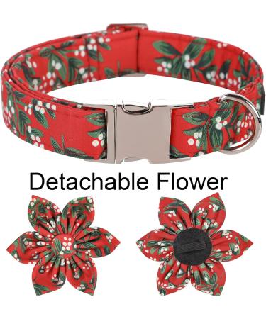 Aring Pet Dog Halis Band - Adjustable Red Cotton Collar with Flower for Small & Medium Dogs | Durable Metal Buckle - Buy Online on GoSupps.com