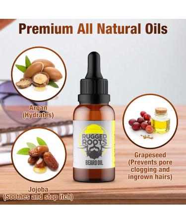 Beard Oil & Conditioner by Rugged Roots | Natural Citrus Spice Scent | Softens & Promotes Healthy Beard Growth | Perfect Gifts for Dad Brother Husband - Buy Online on GoSupps.com