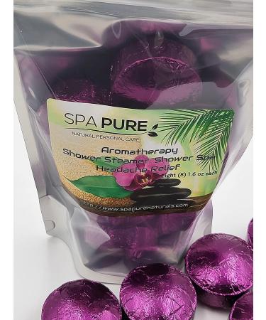 Spa Pure Headache Relief Aromatherapy Shower Bombs - Lavender Eucalyptus - 100% Natural Essential Oils - USA Made (8 Count) - Buy Online on GoSupps.com