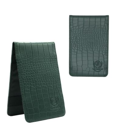 TIMEEAS Golf Scorecard Holder with Golf Stat Tracker Sheet - Premium Leather Golf Scorecard Book - Golf Yardage Book Cover Fits in Back Pocket - Unique Gifts for Golfers Green