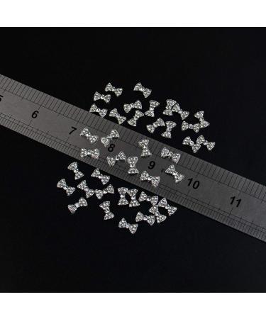 AUEAR 3D Nail Art Charms Bow Tie Rhinestones Crystal Pendants DIY Decoration - Silver 40 Pack - Buy Online on GoSupps.com