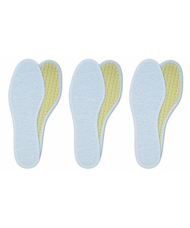 Lenzen 3 Pairs Washable Cotton Terry Shoe Insoles I Breathable Barefoot Insole I Inserts with Activated Carbon (US M12/EU 45)