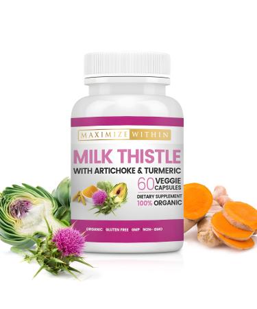 Milk Thistle with Artichoke & Turmeric Supplement - Supports Liver Detox & Support Digestive 60 Veggie Capsule 1 Count (Pack of 1)