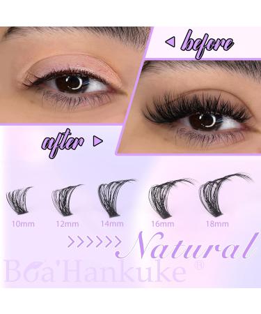 Boahankuke 2 Style Cluster Lashes Extension Kit - D Curl Natural Individual Volume Eyelashes with Bond and Seal Glue - 200PCS 10-18MM - Buy Online on GoSupps.com