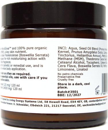 Cr me Argent-MSM l'huile essentielle d'encens indien et au parfum naturel de frangipanier (120 ml) - Buy Online on GoSupps.com