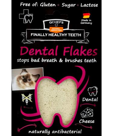QCHEFS Dental Flakes Cats | Cats Dental Care Snack | Chews against Bad Breath & Gingivitis | Scaler | Dogs treat | Cheese - naturally antibacterial - Buy Online on GoSupps.com