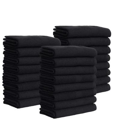 GREEN LIFESTYLE Black Bleach Proof Towels Bulk Sets 100% Cotton 16' X 25' Premium Spa Quality, Super Soft and Absorbent for Gym, Pool, Spa, Salon and Home 24 Pack