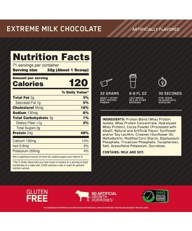 Optimum Nutrition Gold Standard 100% Whey Protein Powder - Extreme Milk Chocolate 5lb - Buy Online on GoSupps.com