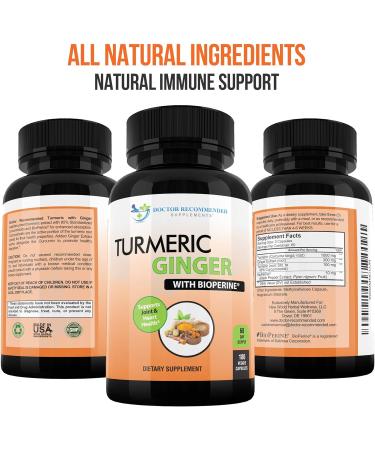 Turmeric Curcumin with Ginger 95% Curcuminoids & BioPerine - 180 Veg Capsules - Made in USA - Buy Online on GoSupps.com