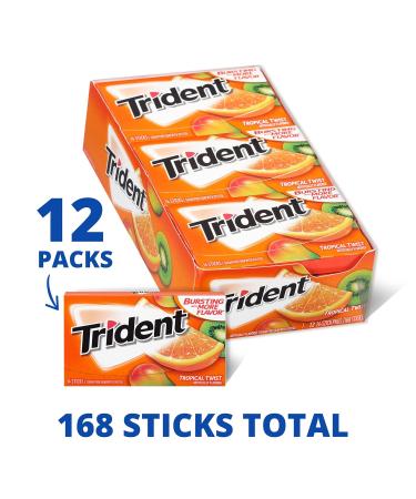 Trident Tropical Twist Sugar-Free Chewing Gum with Xylitol 39g - 14 Sticks - Buy Online on GoSupps.com