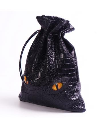DND Dice Bag Can Hold 6 Set Dice, Black Dice Pouch for Board Game, Medieval Leather Coins Bag, D and D Dice Storage Bag for RPG Game, DND Game Accessories for New to Master